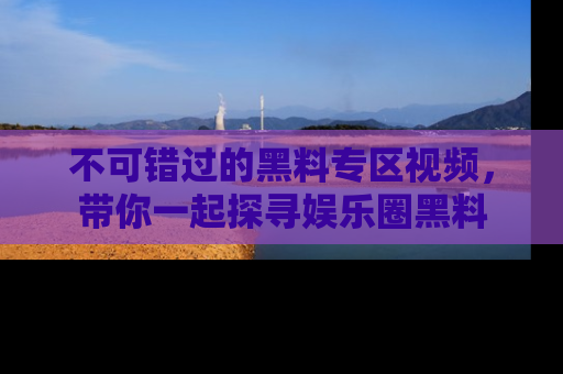 不可错过的黑料专区视频，带你一起探寻娱乐圈黑料